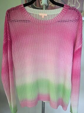 Lisa Todd Color Dreamer Ombre Open Stitch Knit Sweater Like New Size L $40